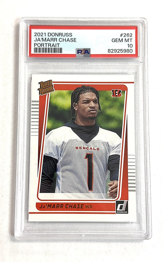 2021 Panini Donruss Ja'Marr Chase [Portrait] #262 PSA 10 — front