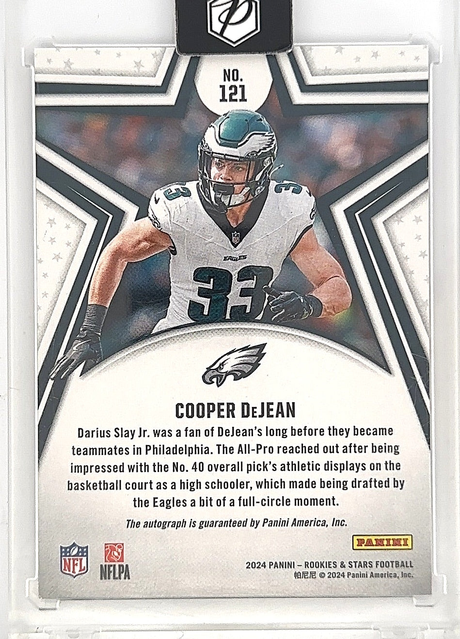2024 Panini Rookies & Stars Cooper DeJean [Signature Orange] #121 011/199 — back