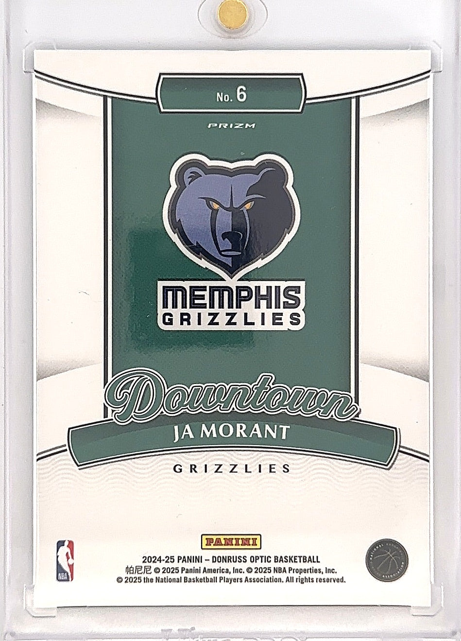 2024 Panini Donruss Optic Downtown Ja Morant #6 — back