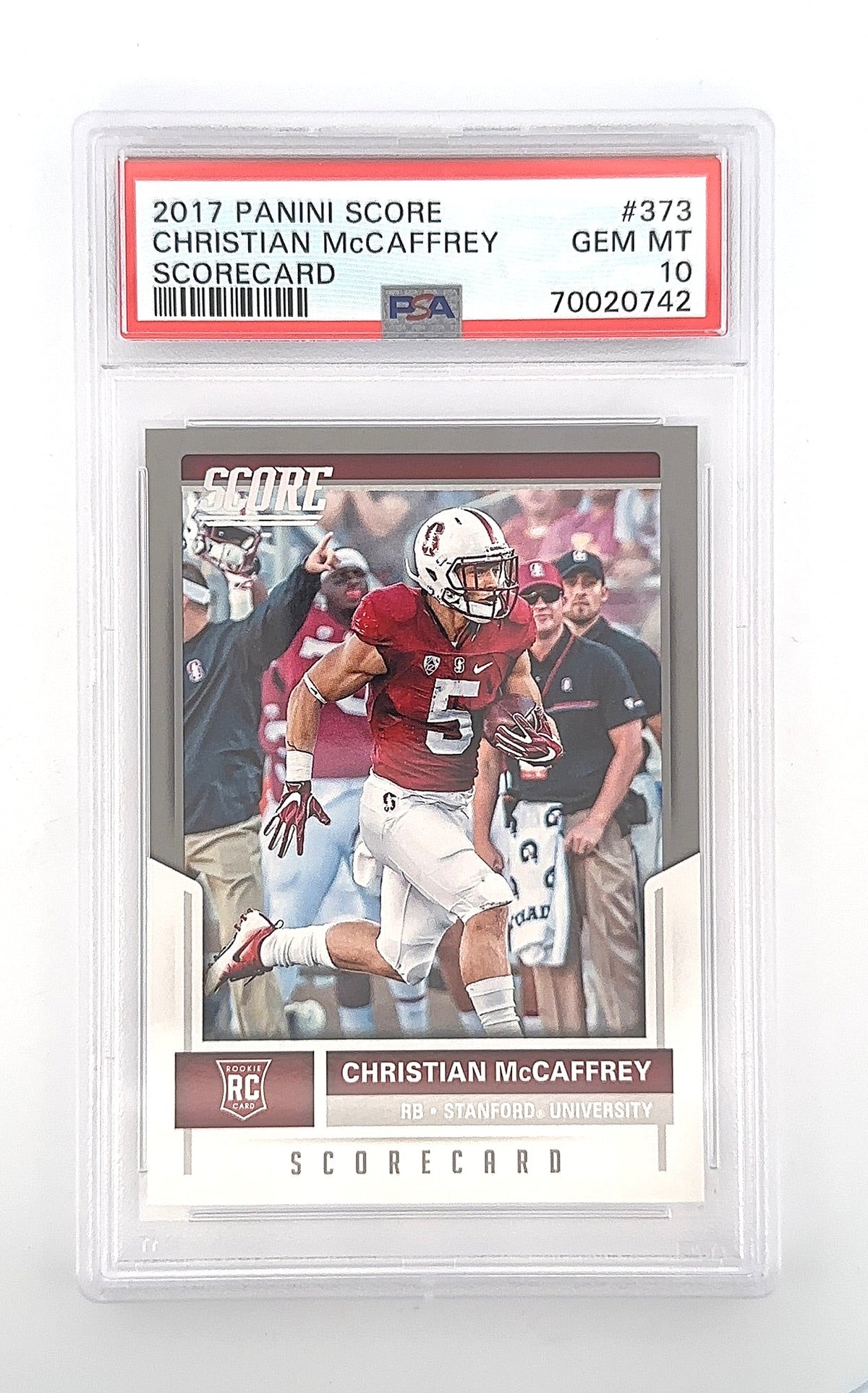 2017 Panini Score Christian McCaffrey [Scorecard] #373 PSA 10 — front