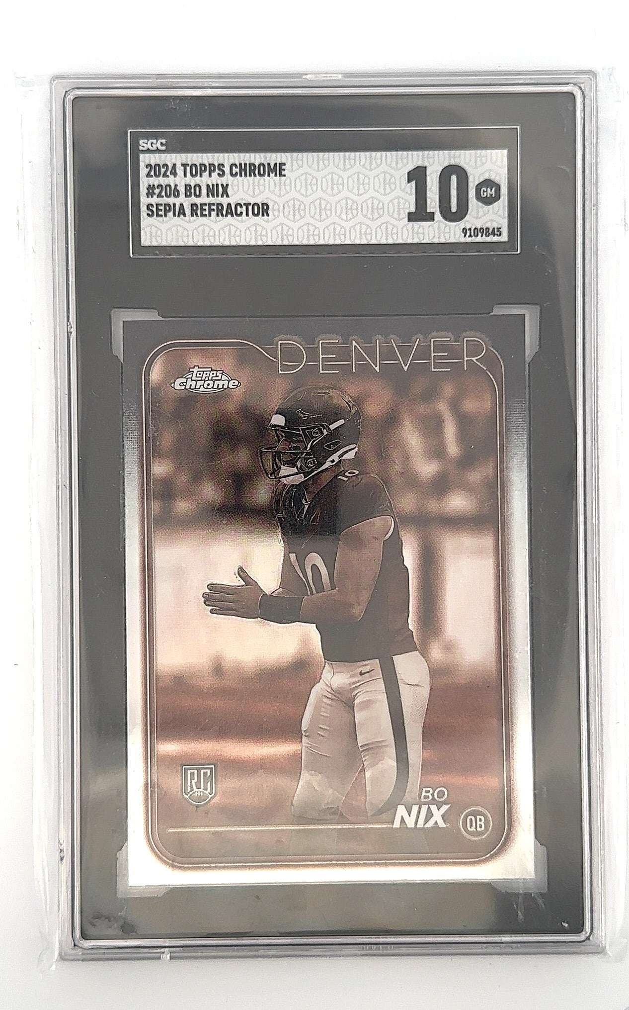 2024 Topps Chrome Bo Nix [Sepia Refractor] #206 RC SGC 10 — front