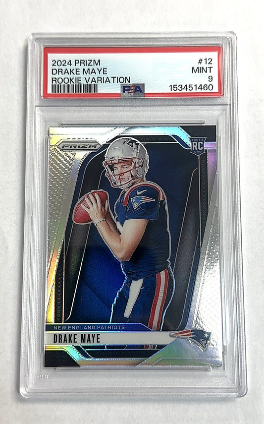 2024 Panini Prizm Rookie Variation Silver Drake Maye #12 PSA 9 — front
