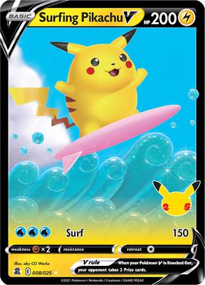 Surfing Pikachu V #008/025 — stock