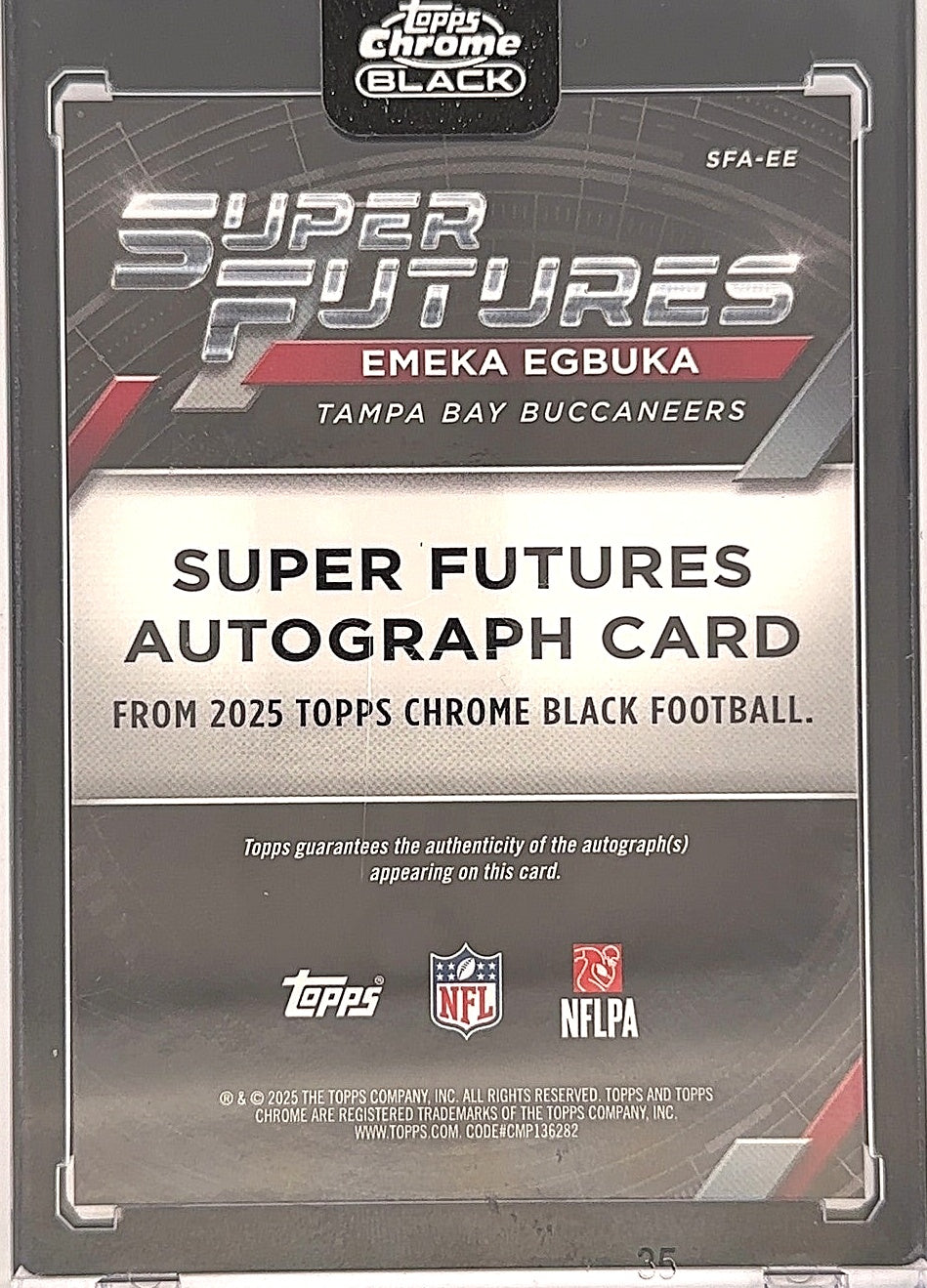2025 Topps Chrome Black Super Futures Autograph Emeka Egbuka [Refractor] #SFA-EE — back