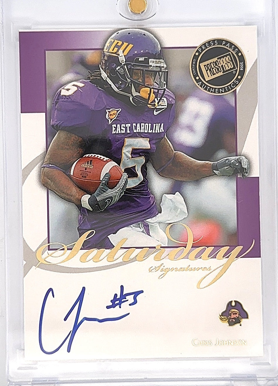 2008 Press Pass Legends Saturday Signatures Chris Johnson #SS-CJ — front