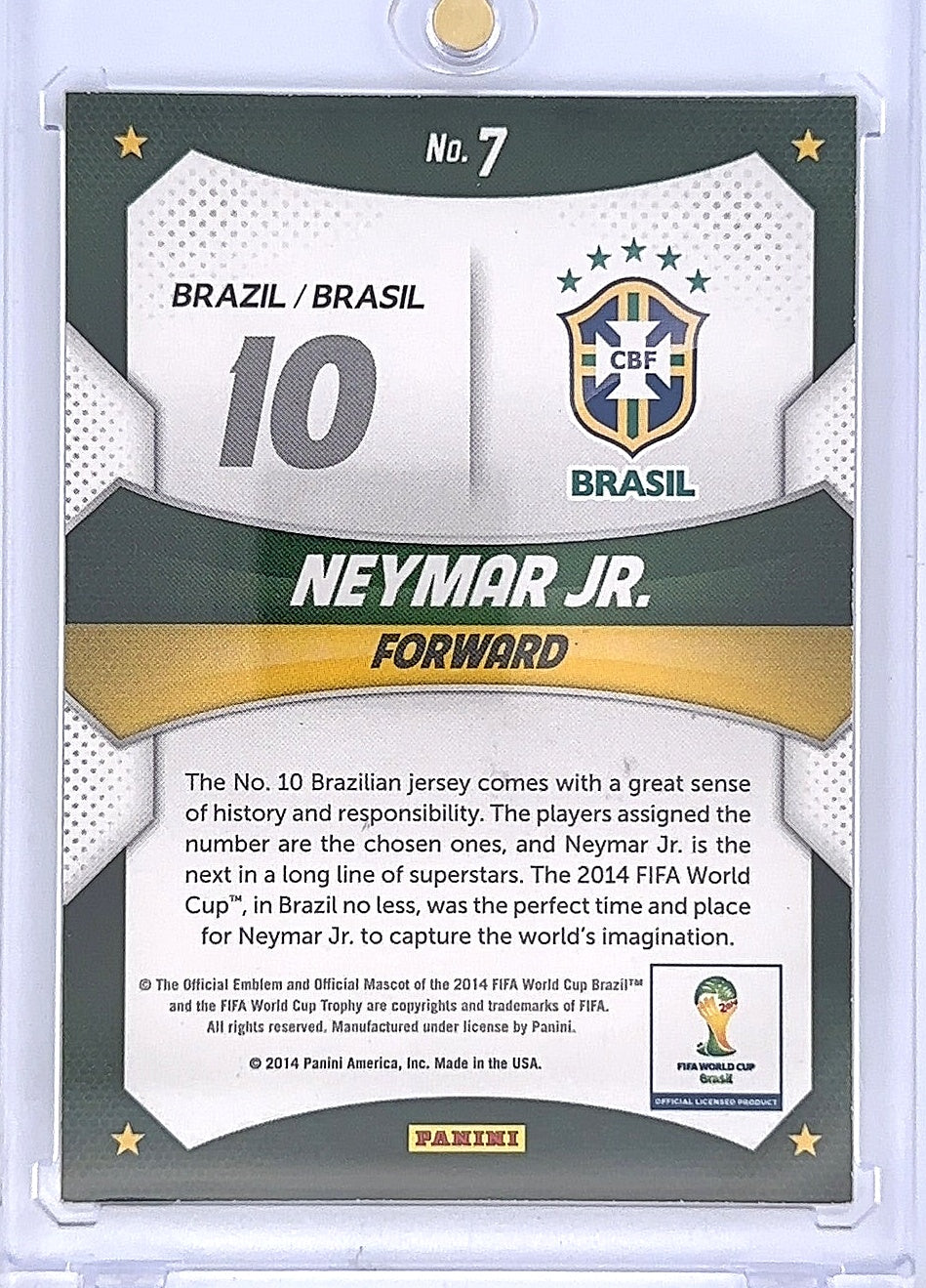 2014 Neymar Jr. Prizm World Cup #7 — back