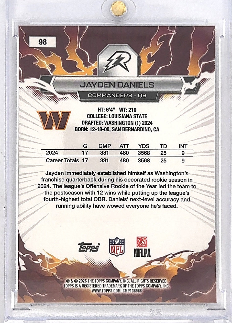 Jayden Daniels 140/149 #98 — back