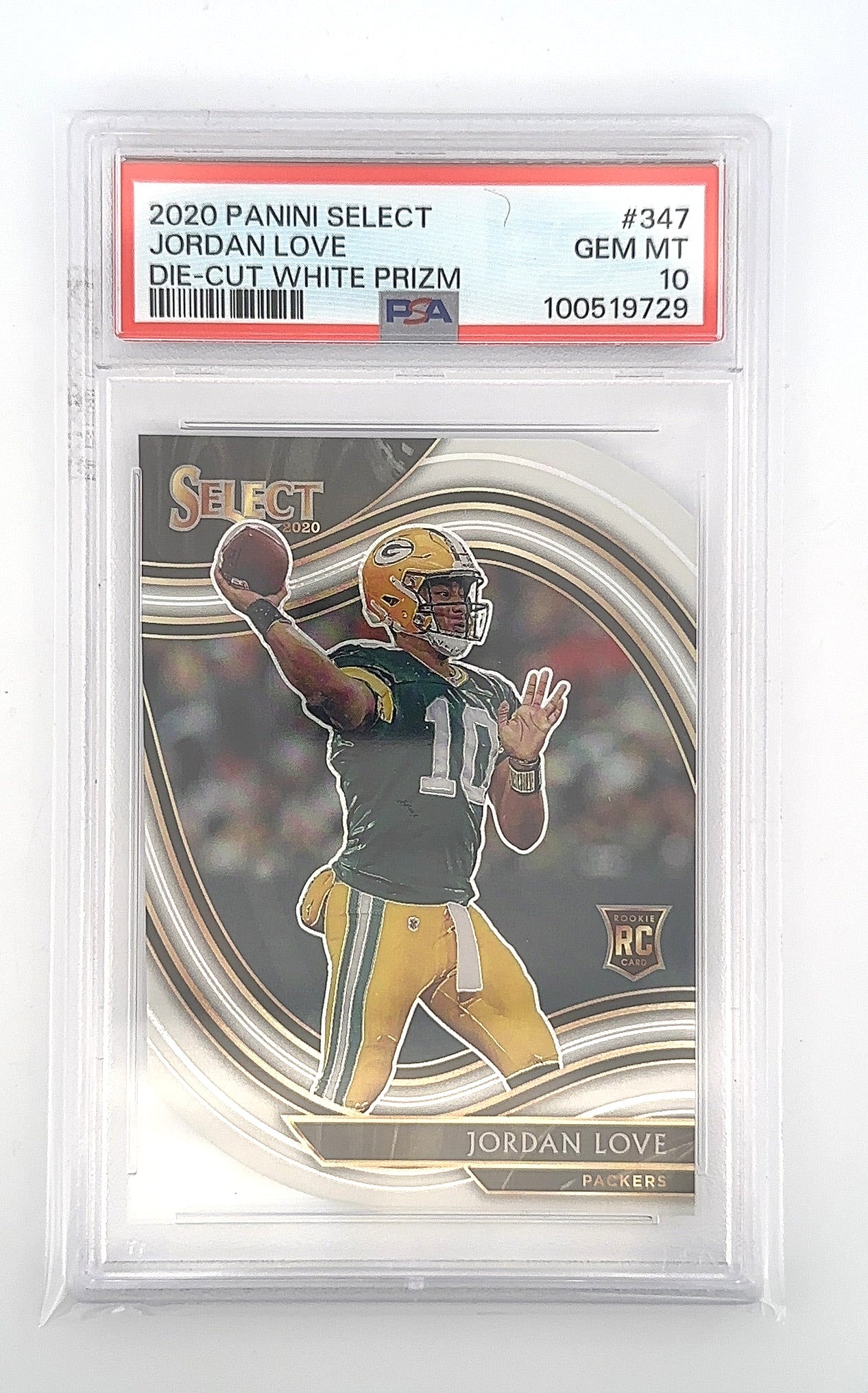 Jordan Love 2020 Panini Select Die-Cut White Prism PSA GEM MT 10 — front
