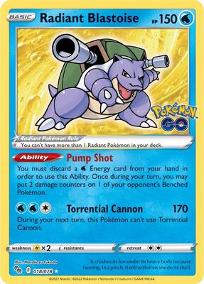 Radiant Blastoise Pokemon GO #018/078 — stock