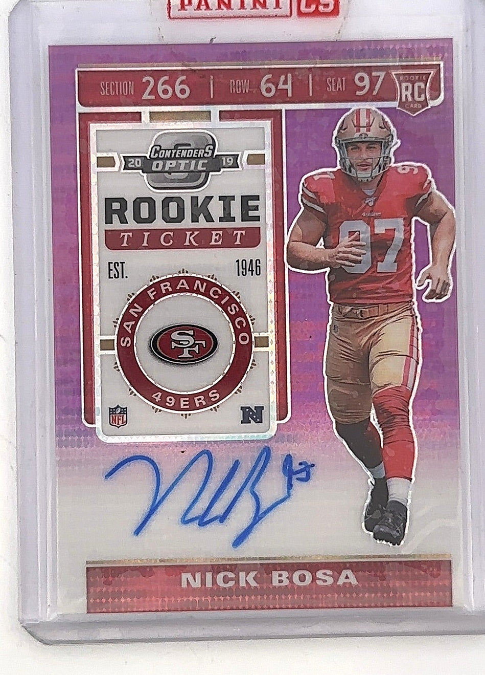 Nick Bosa 2019 Rookie Contender Optic Ticket Autograph 16/21 — front