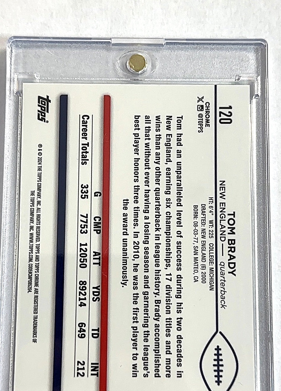 2024 Topps Chrome Tom Brady [Negative Refractor] #120 — back