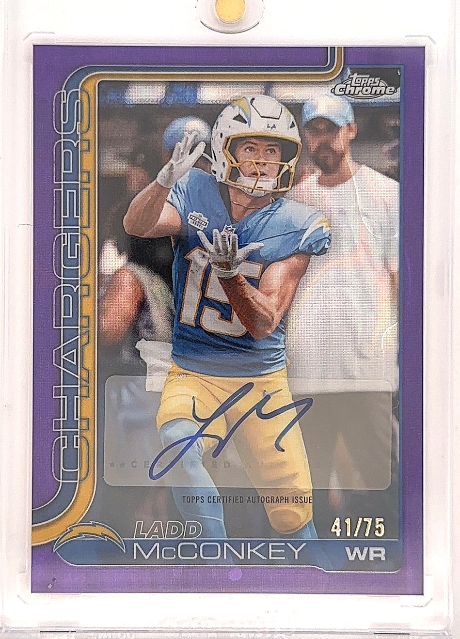2025 Topps Chrome Autograph Ladd McConkey [Purple Lava Refractor] #BA-LM — front