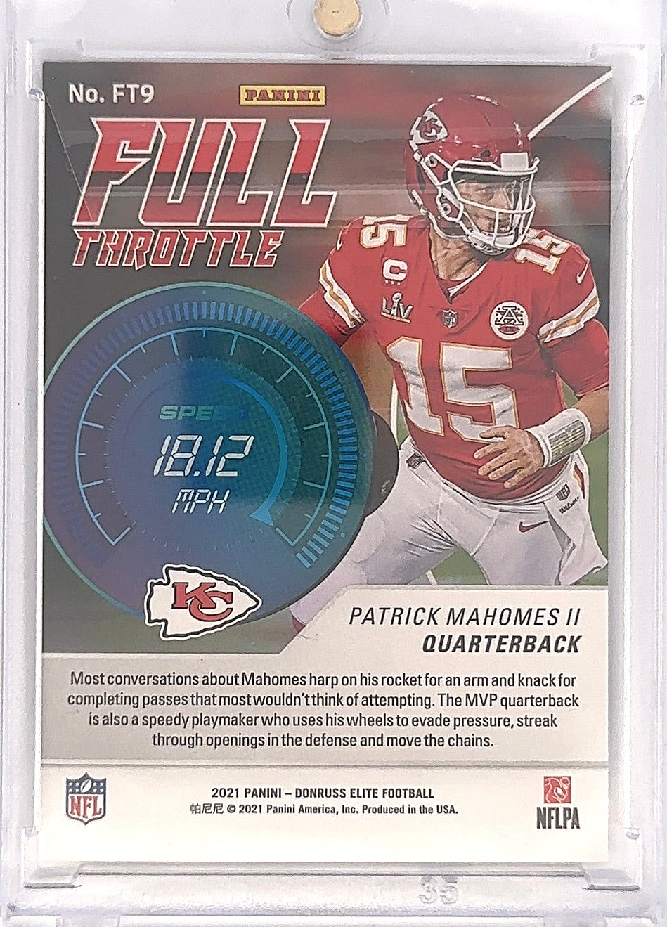 2022 Panini Donruss Elite Full Throttle Patrick Mahomes II /99 [Red] #FT13 — back