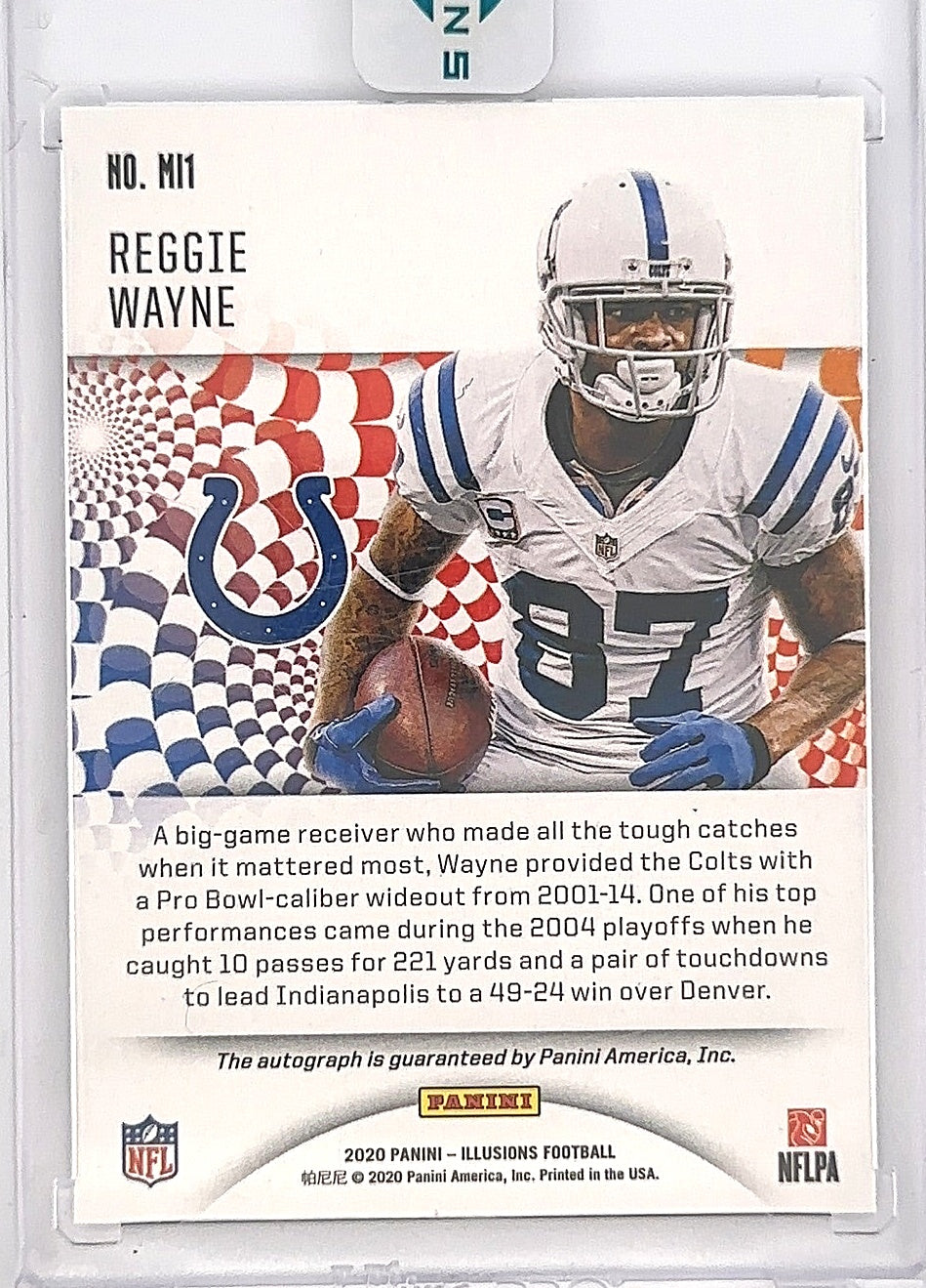 2020 Reggie Wayne Illusions Mirage Auto /25 #MI1 — back