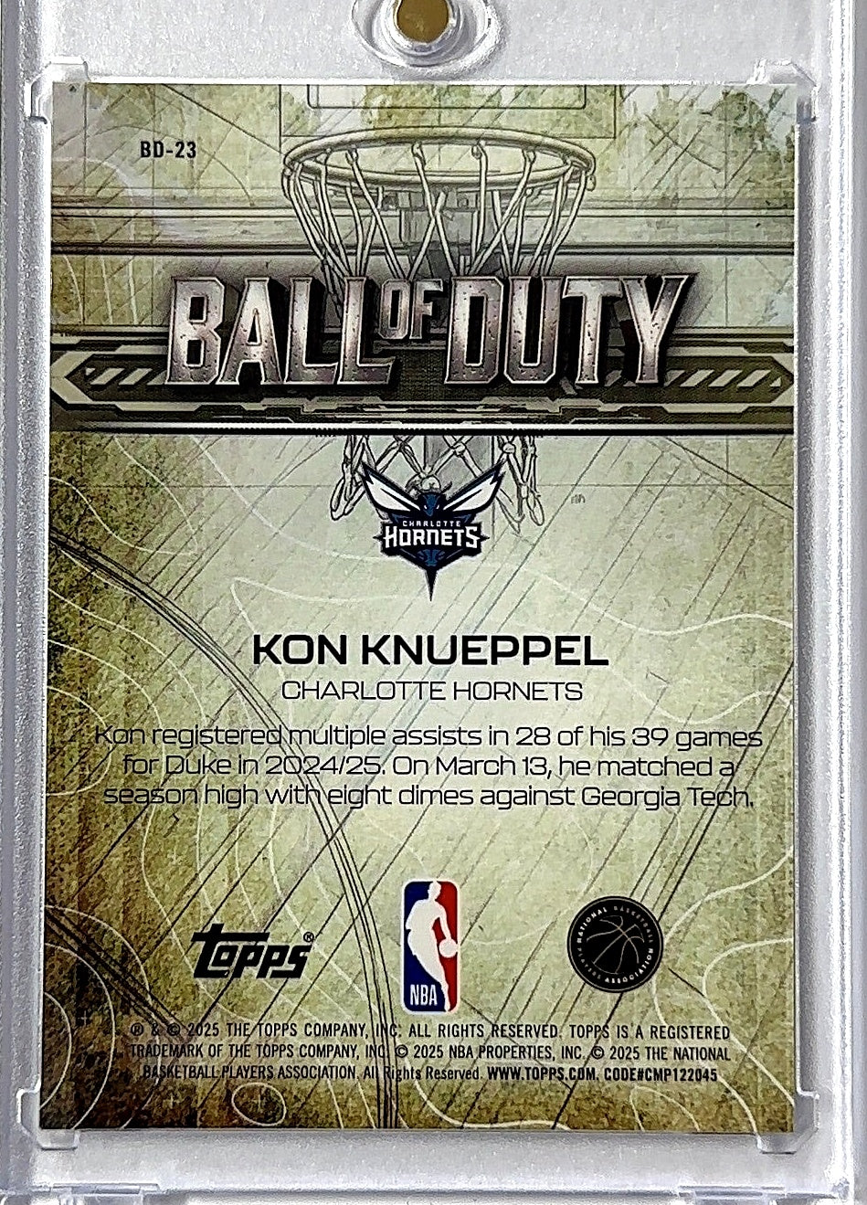 2025 Topps Chrome Ball Of Duty Kon Knueppel [Ray Wave Refractor] #BD-23 RC — back
