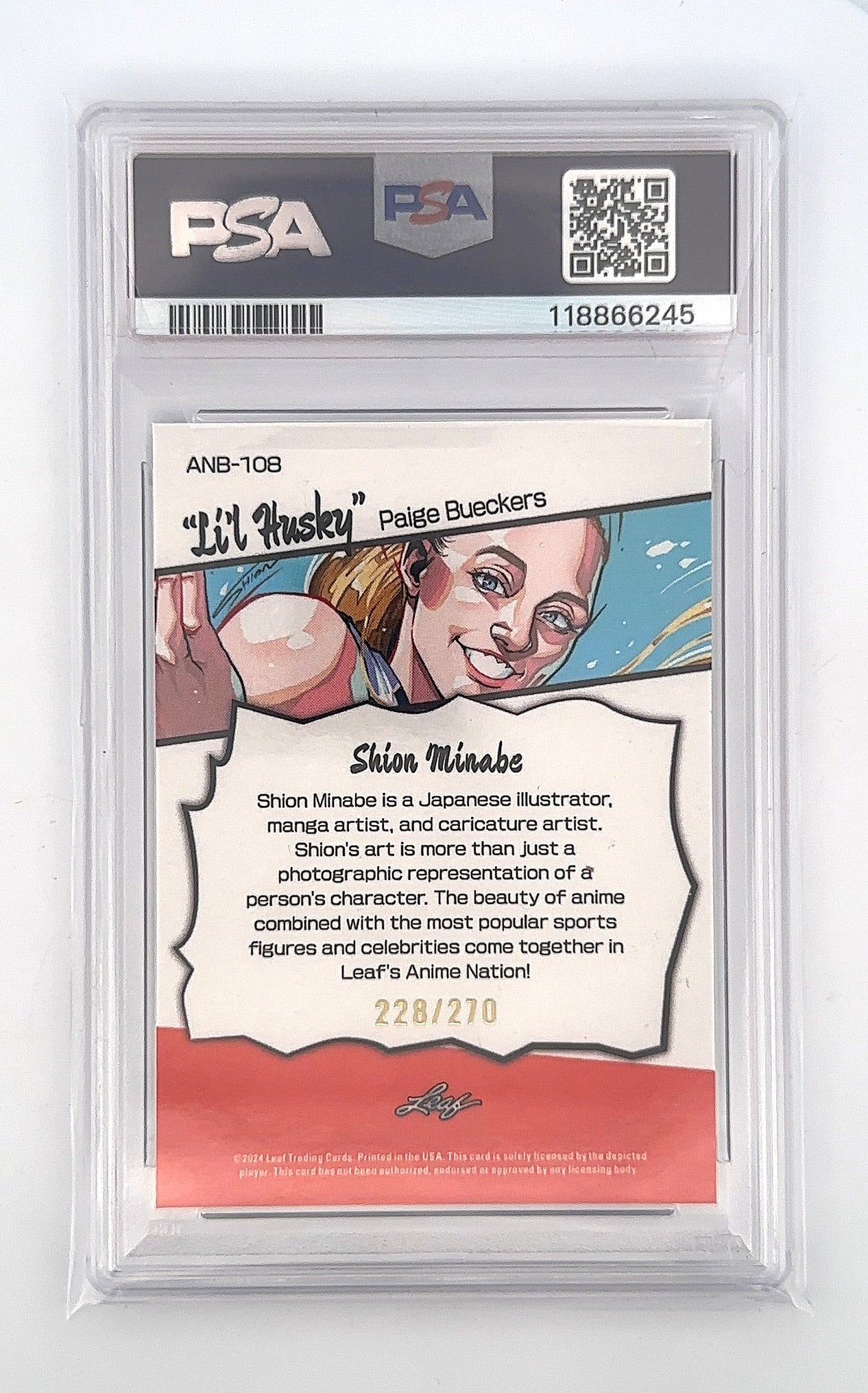 2024 Leaf Anime Nation Paige Bueckers /270 UCONN PSA NM-MT 8 — back