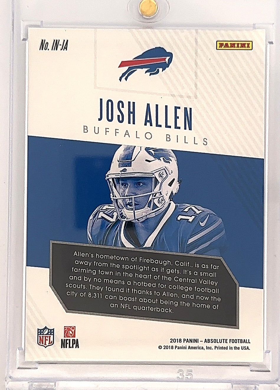 2018 Panini Absolute Introductions Josh Allen #JA — back