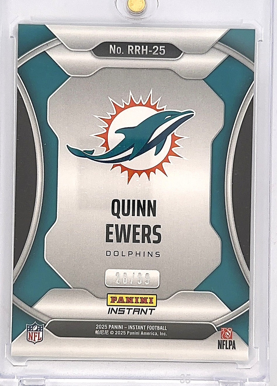 2025 Panini Instant Rated Rookie Holoflex Quinn Ewers #RRH-25 — back
