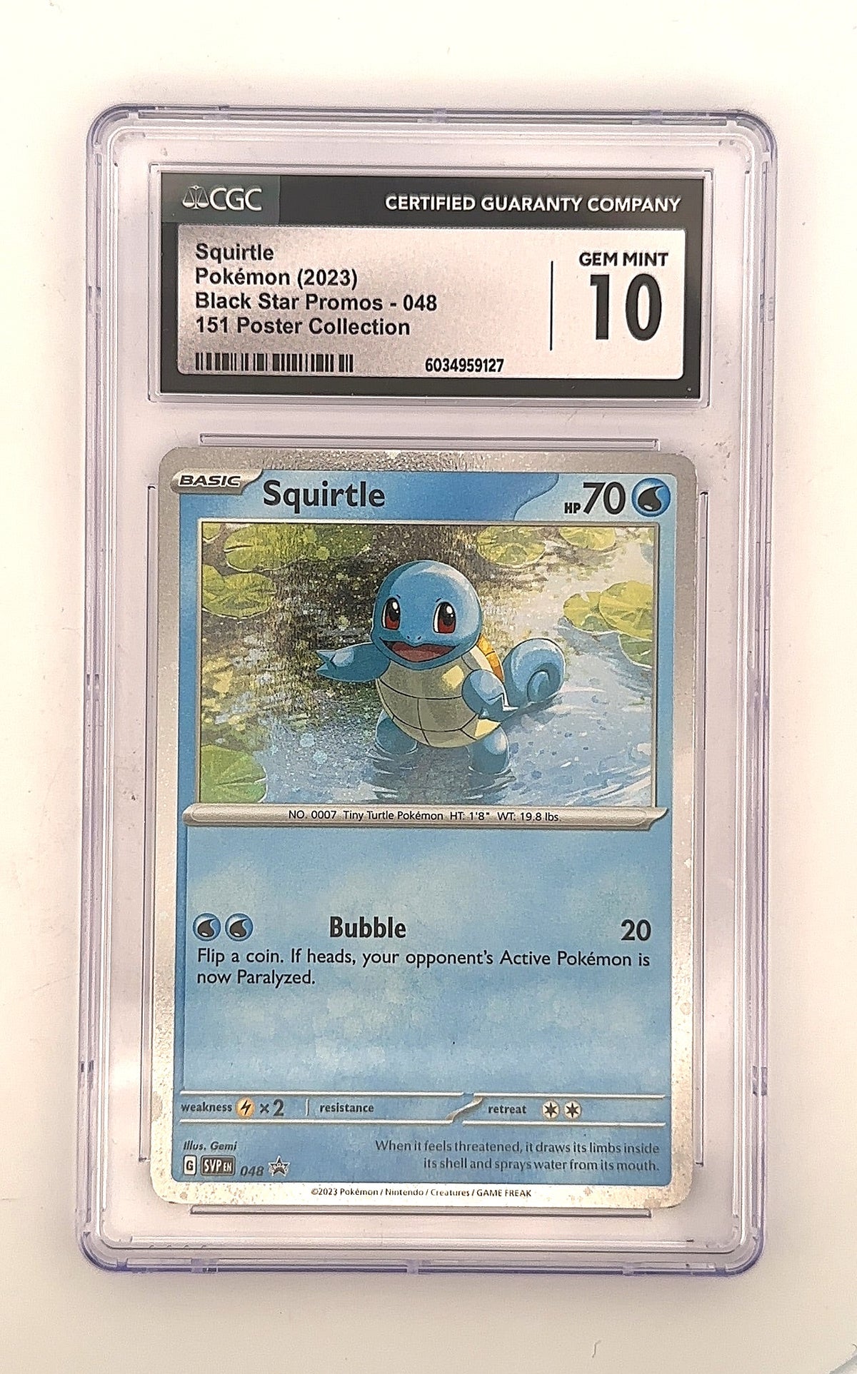 Squirtle - 048 (Cosmos Holo) #048 CGC PRISTINE 10 — front