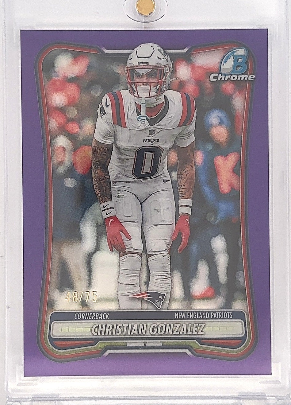 2026 Bowman Chrome NFL Christian Gonzalez [Purple Refractor] #BCV-71 — front