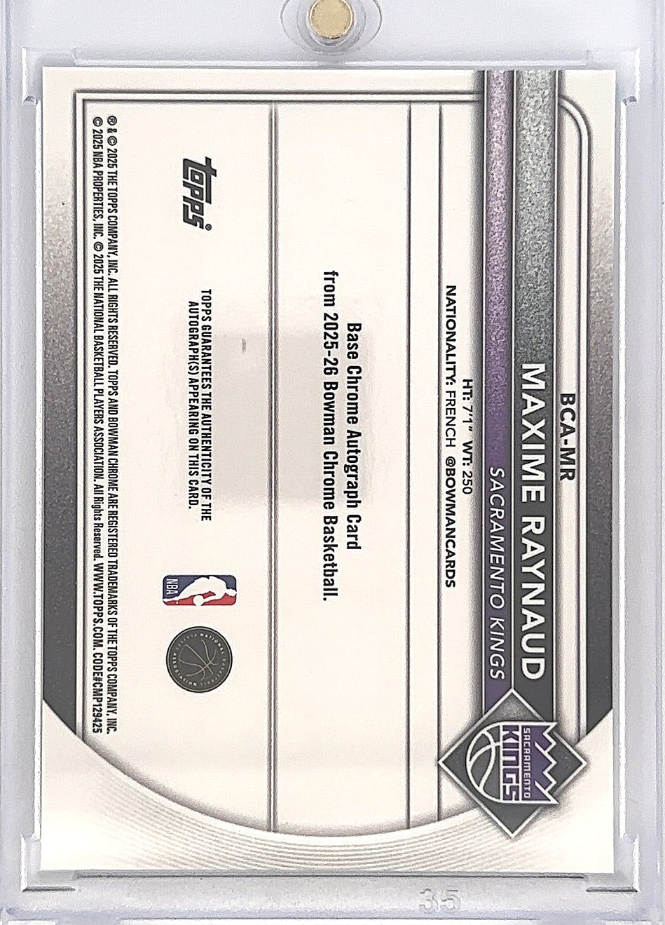 2025 Bowman Chrome Autograph Maxime Raynaud [Blue Geometric] #BCA-MR — back