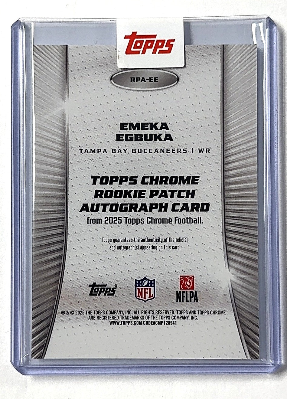 2025 Topps Chrome Rookie Patch Autograph Emeka Egbuka #RPA-EE AUTO — back