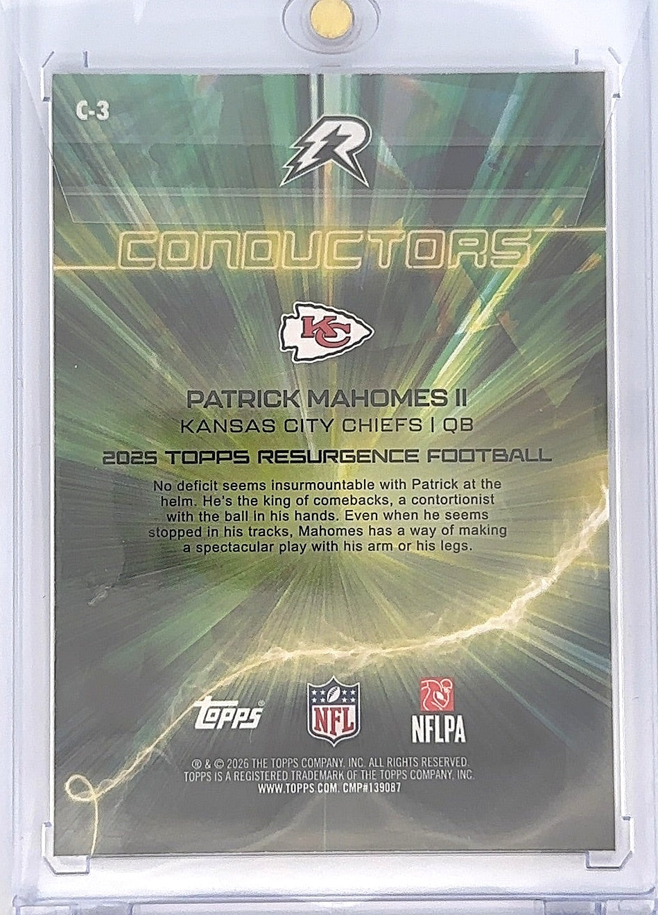 2025 Topps Resurgence Conductors Patrick Mahomes II [Superfractor] #C-3 — back