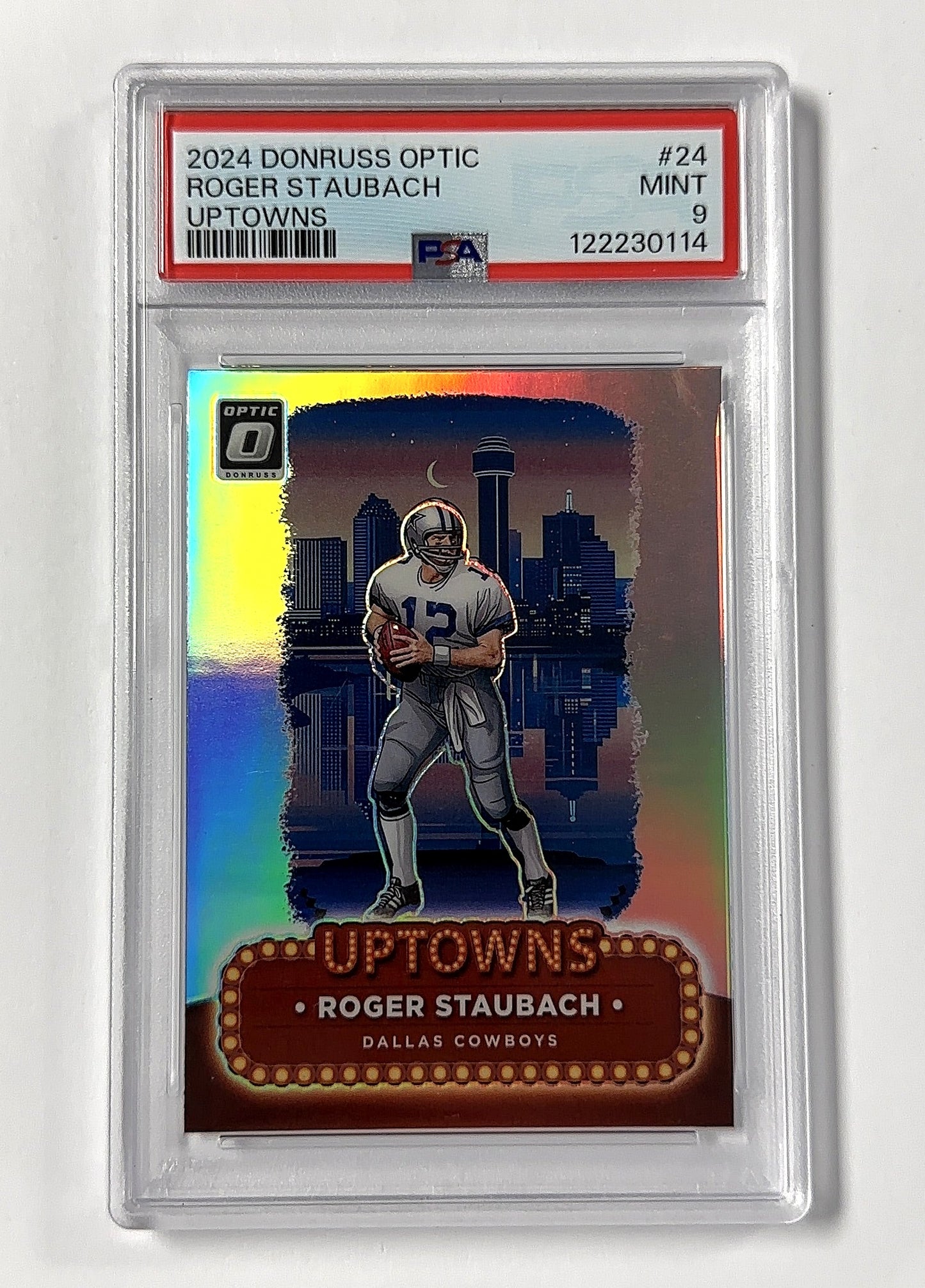 Roger Staubach Uptown PSA 9 Donruss Optic — front