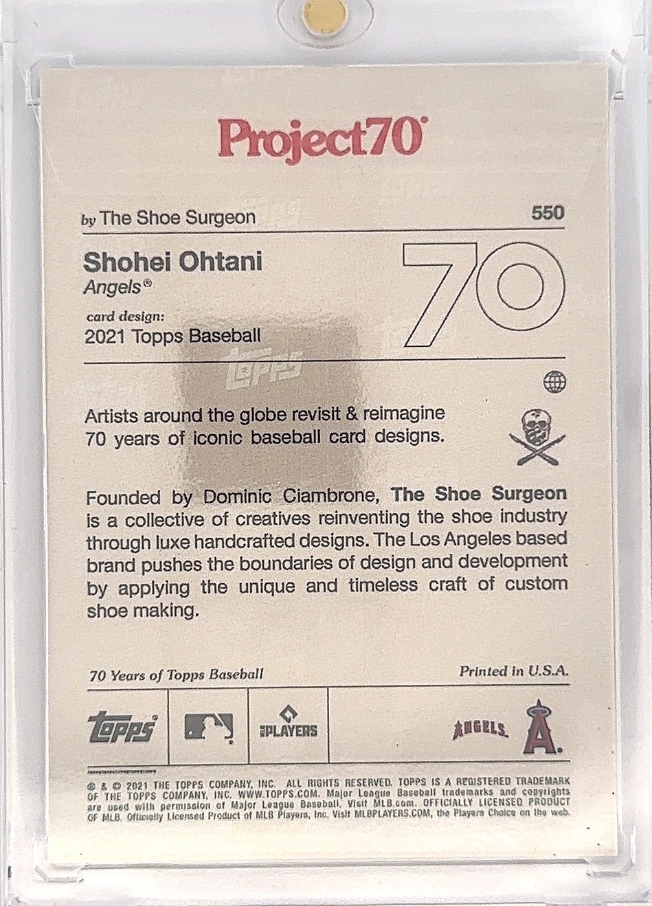 2021 Topps Project 70 Shohei Ohtani #550 — back