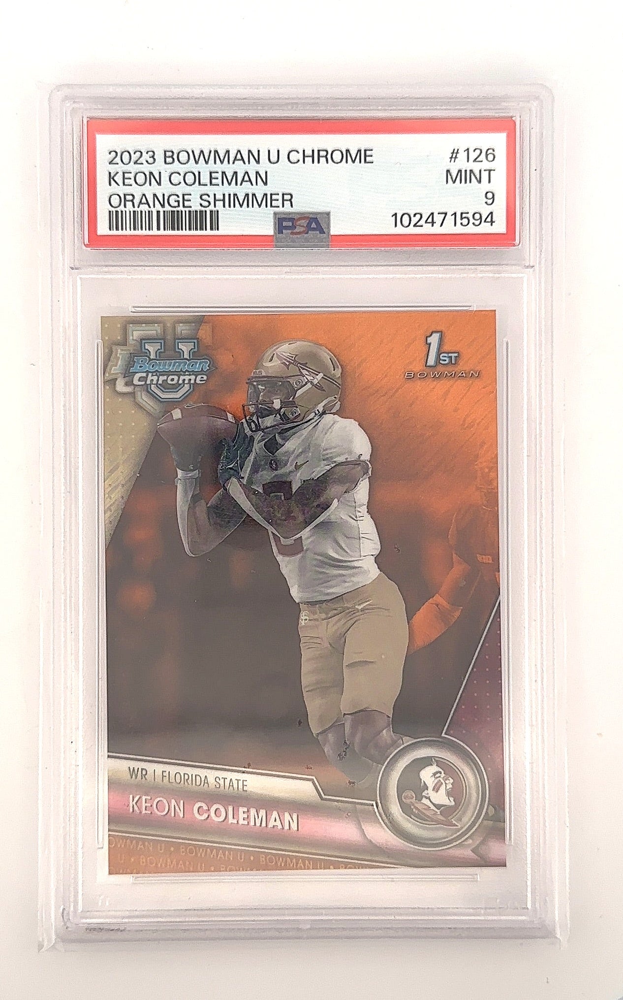 Keon Coleman 2023 Bowman U Chrome #126 10/25 PSA MINT 9 — front