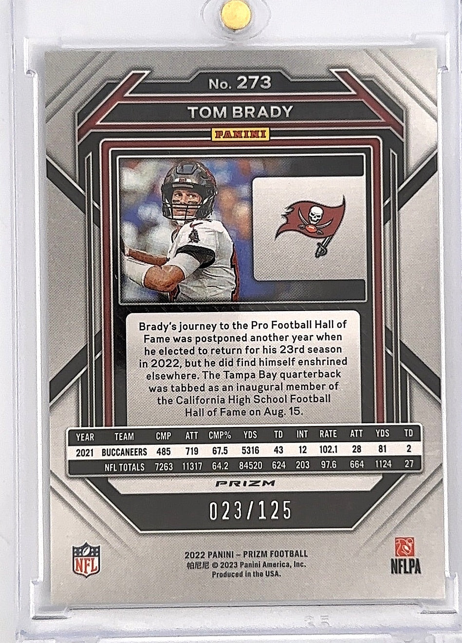 2022 Panini Prizm Tom Brady [Purple] #273 — back