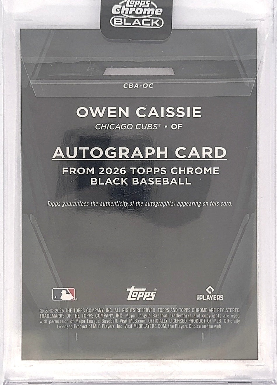 2026 Topps Chrome Black Autograph Owen Caissie #CBA-OC — back
