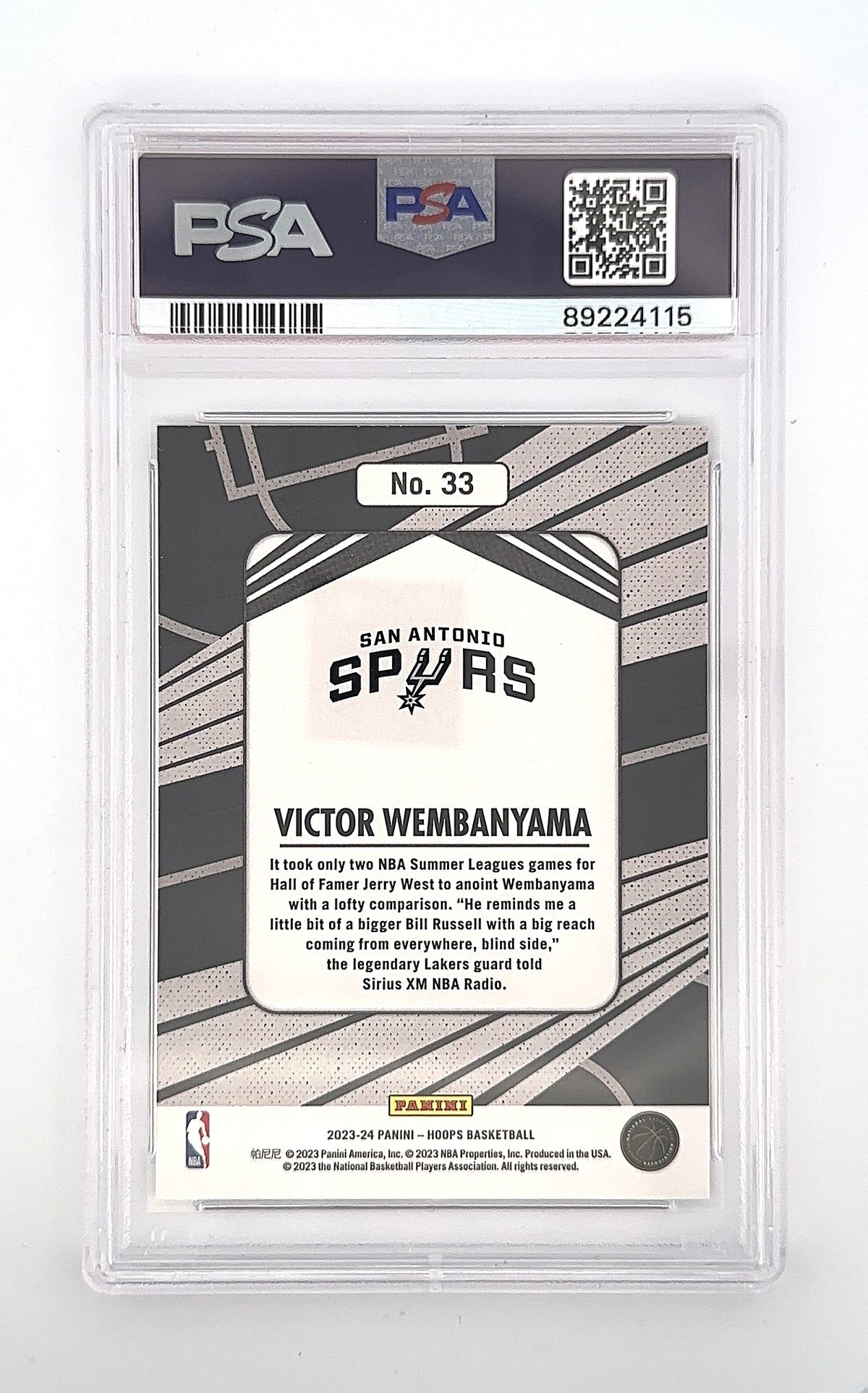 2023 Panini Hoops We Got Next Victor Wembanyama #33 PSA 10 — back
