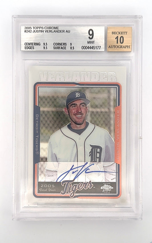 2005 Topps Chrome Justin Verlander [Autograph] #242 RC AUTO BGS 9 — front