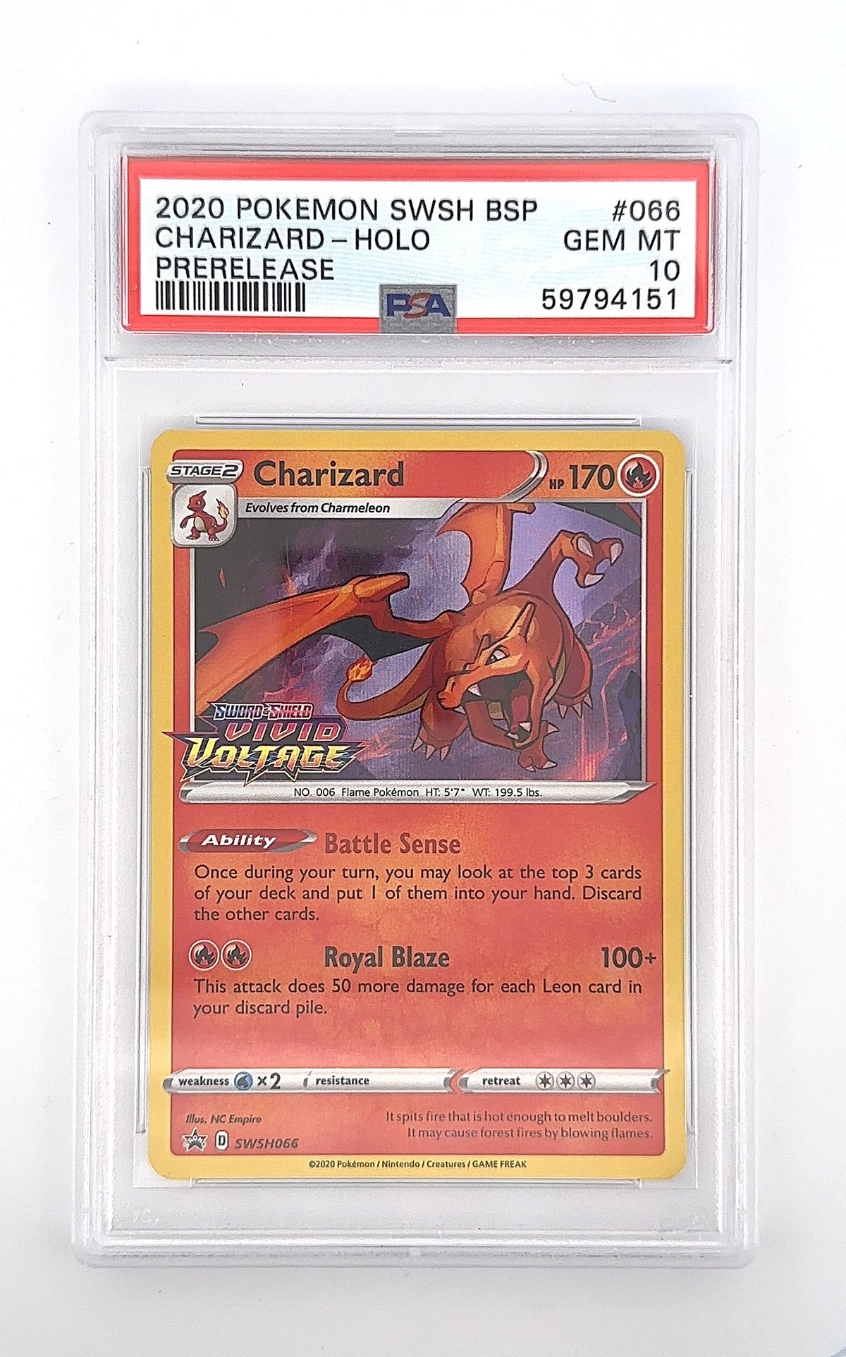 Charizard - SWSH066 (Prerelease) #SWSH066 PSA GEM MT 10 — front