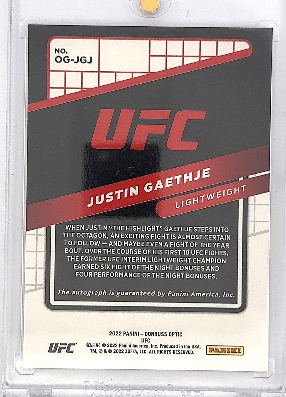 Justin Gaethje Optic Auto — back