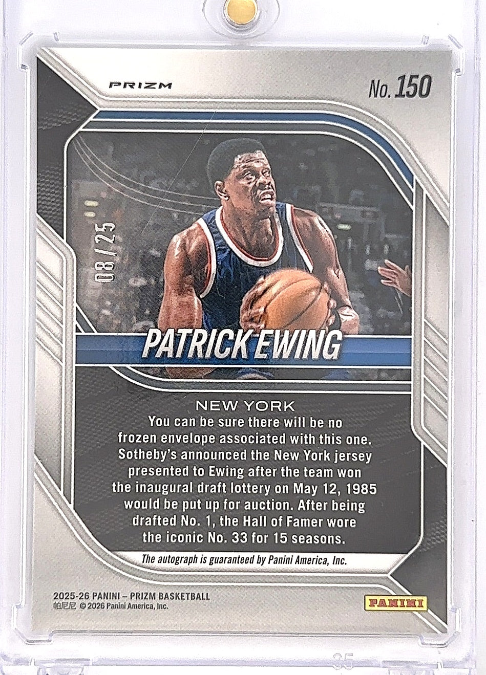 2025 Panini Prizm Patrick Ewing [Mojo Autograph] #150 — back