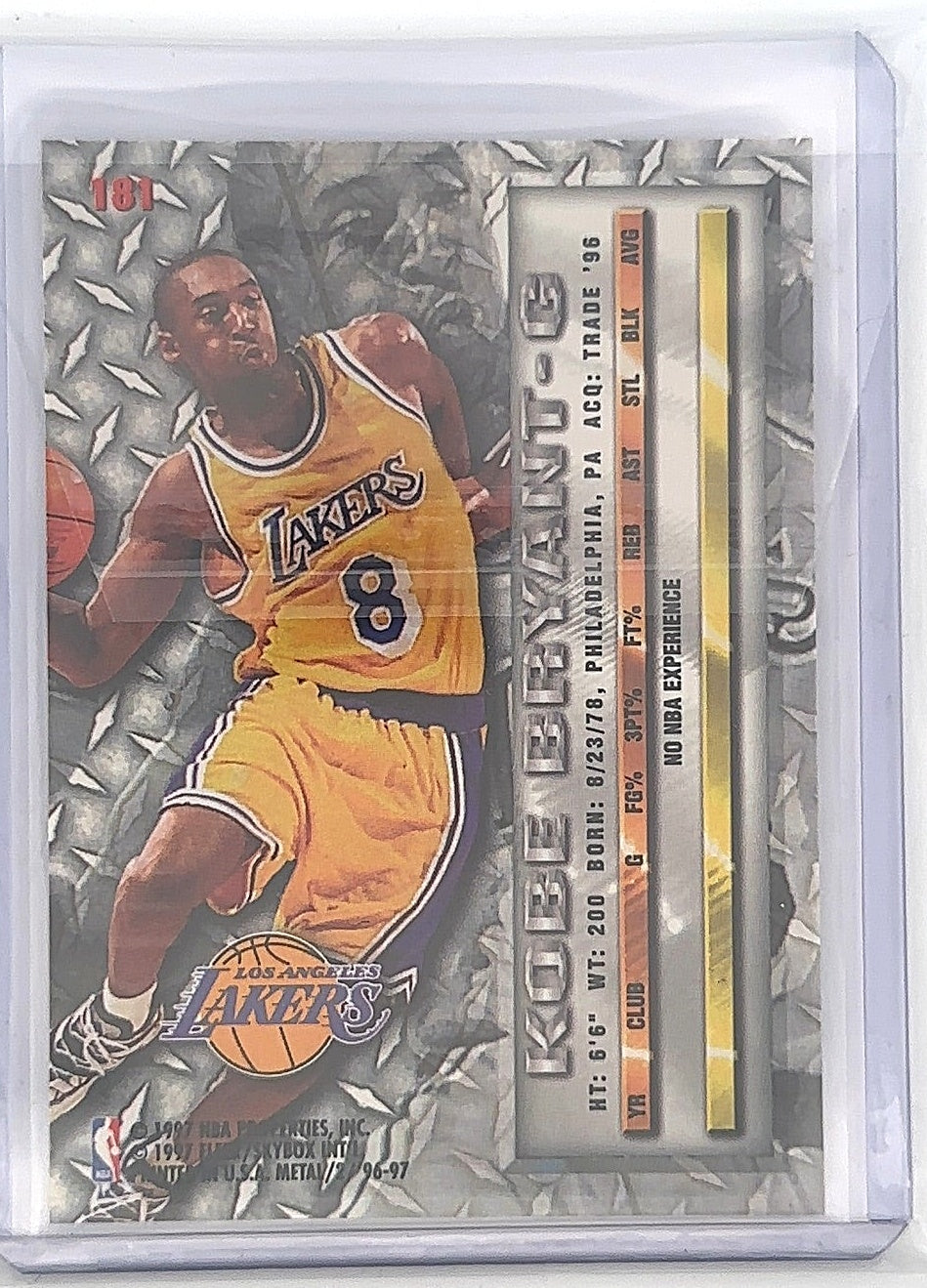 Kobe Bryant 1997 Metal RC — back