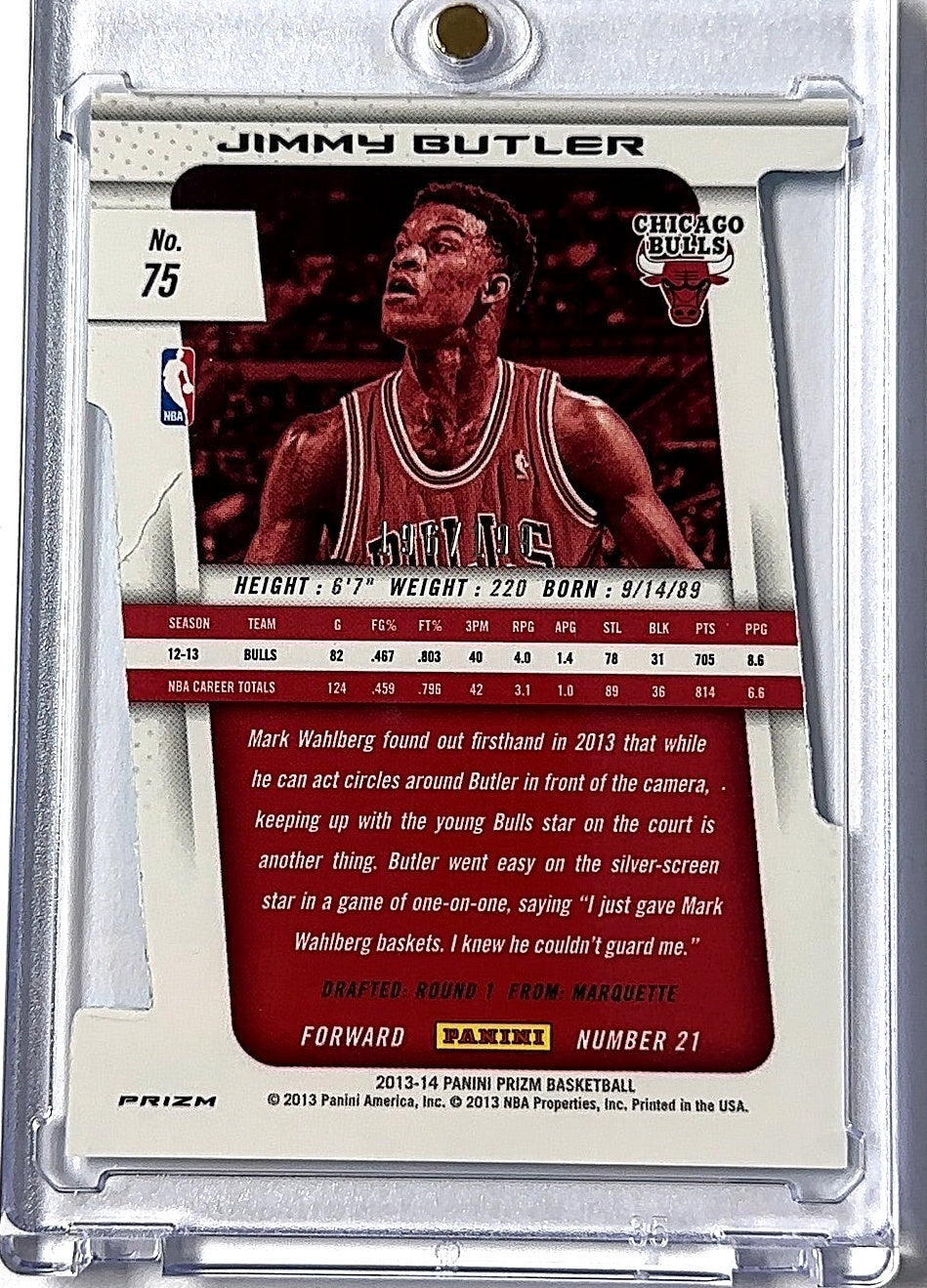 2013 Panini Prizm Jimmy Butler [Light Blue Die Cut Prizm] #75 — back