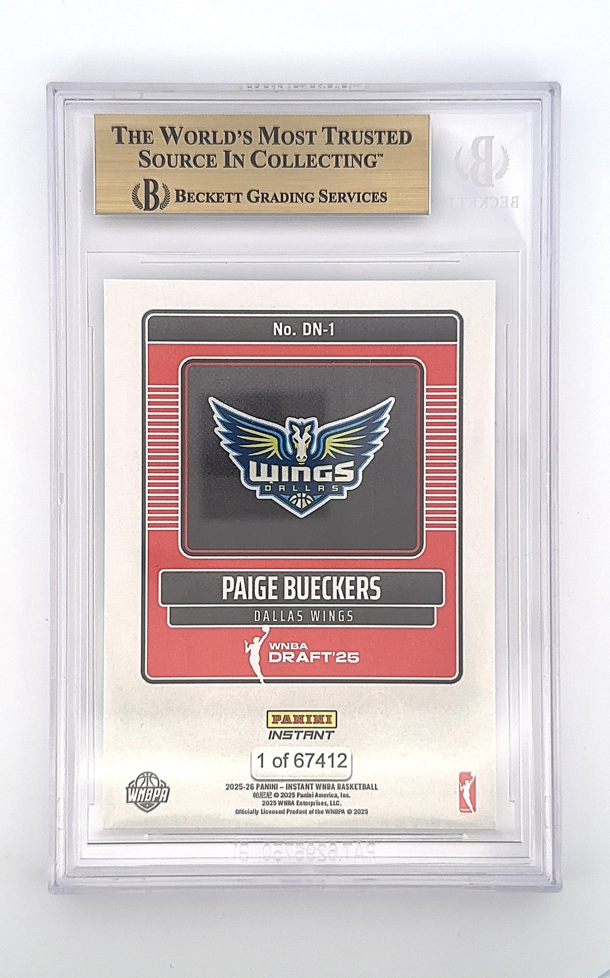 2025 Panini Instant WNBA Draft Night Paige Bueckers #DN-1 — back