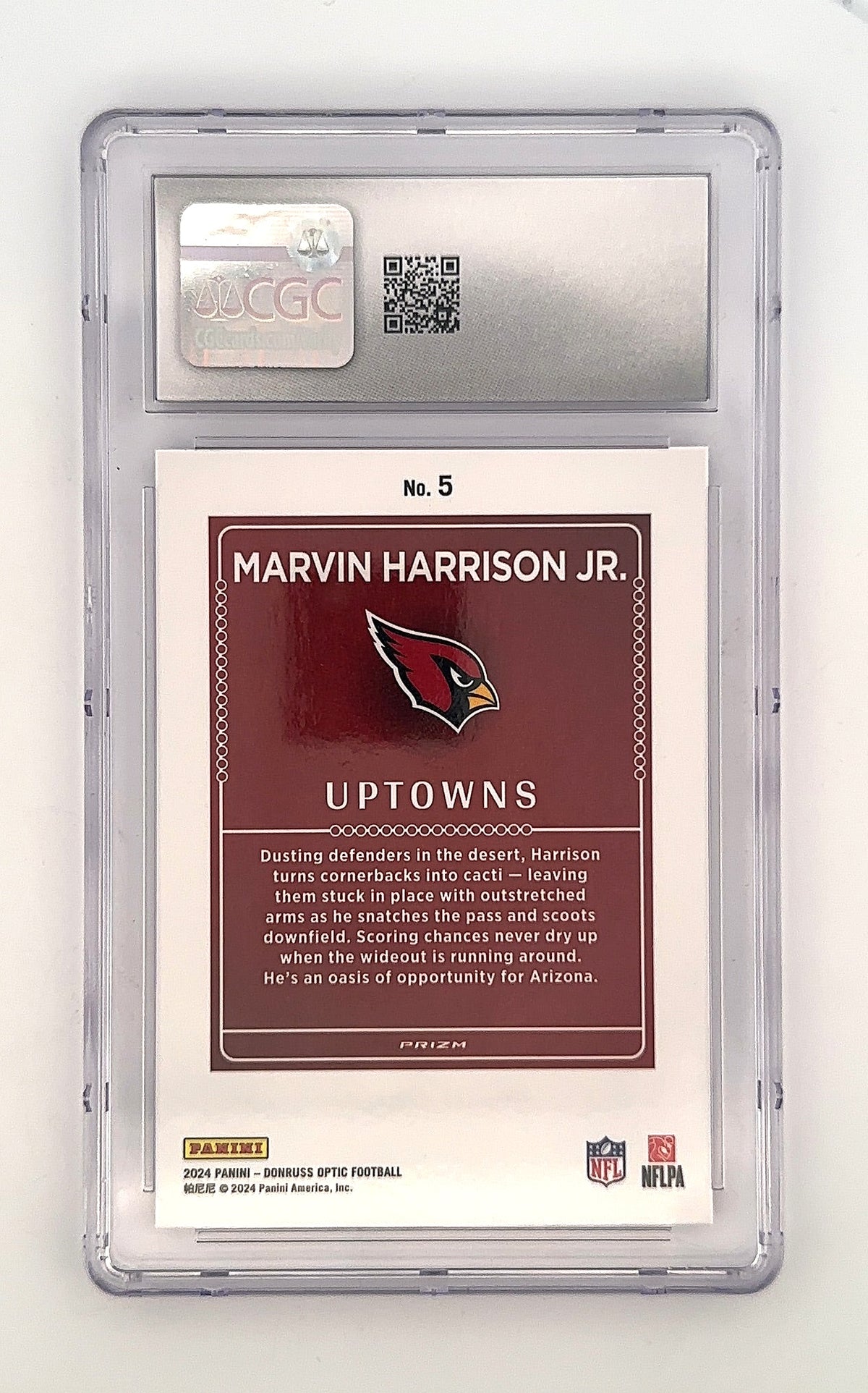 Marvin Harrison Jr 2024 Uptowns Mint 9.5 SGC MINT+ 9.5 — back