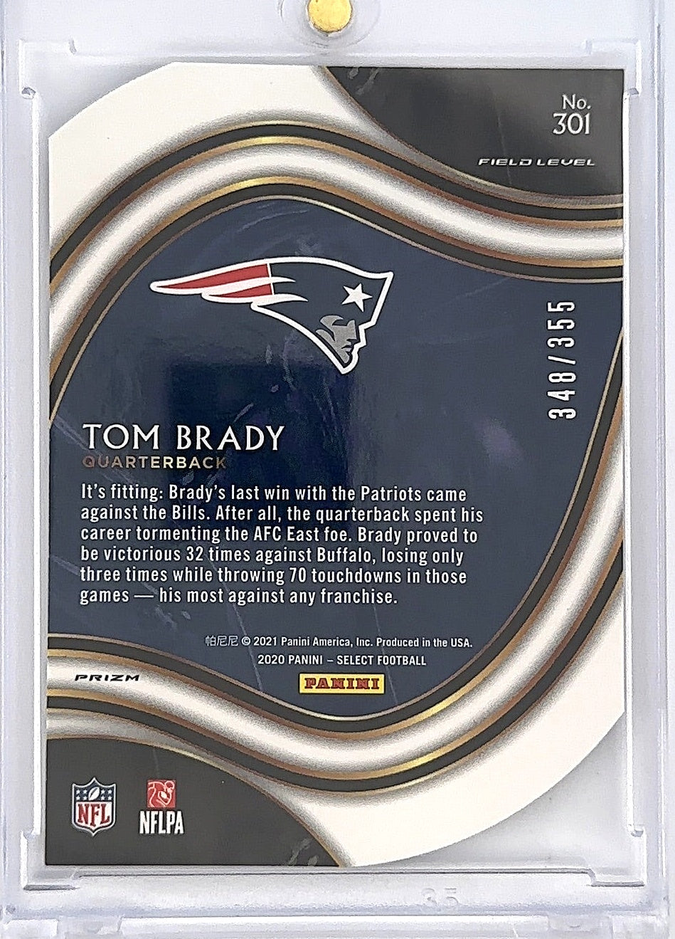 2021 Panini Select Tom Brady /355 [Bronze] #301 — back