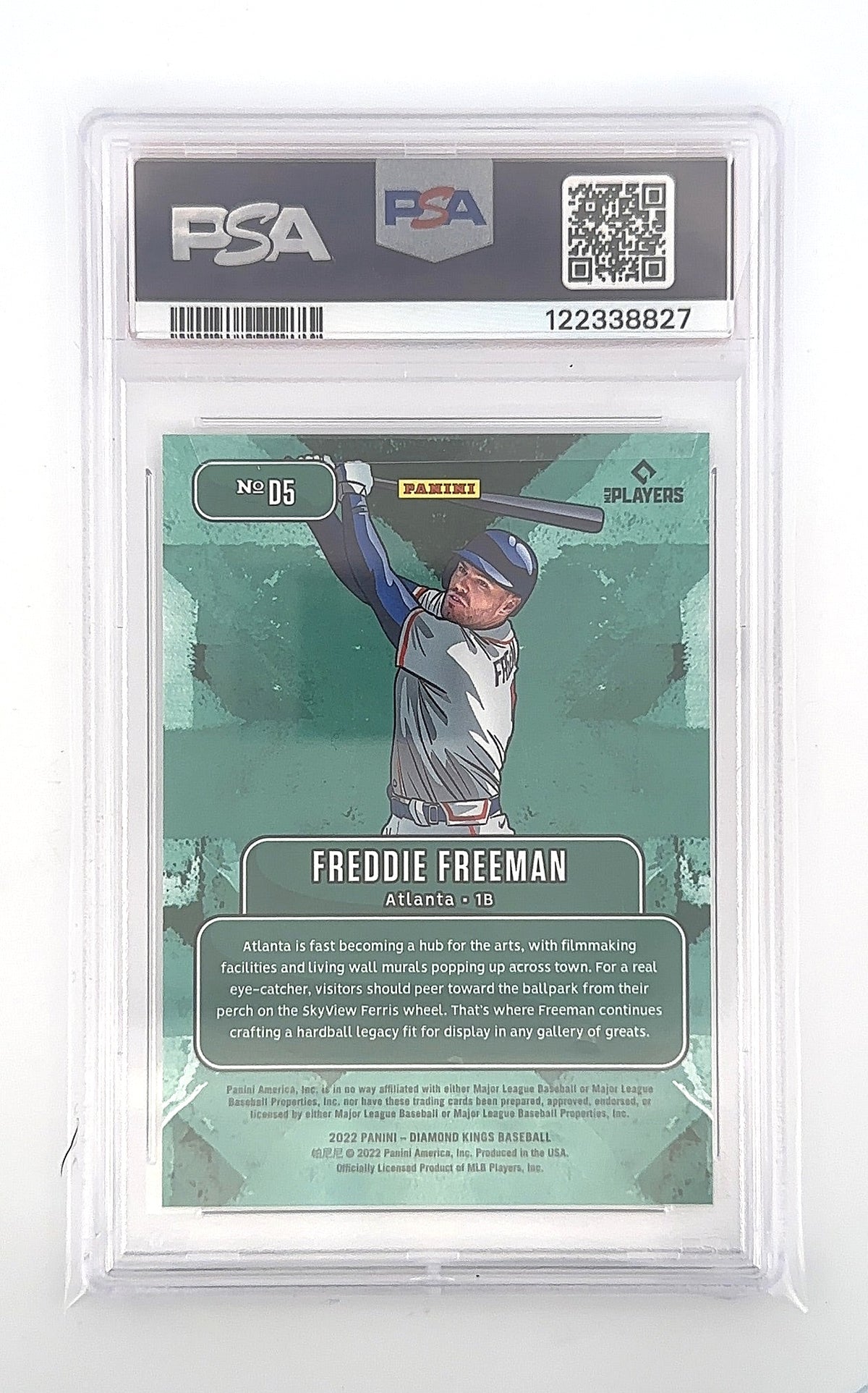 2022 Panini Diamond Kings Downtown Freddie Freeman #D5 PSA 10 — back