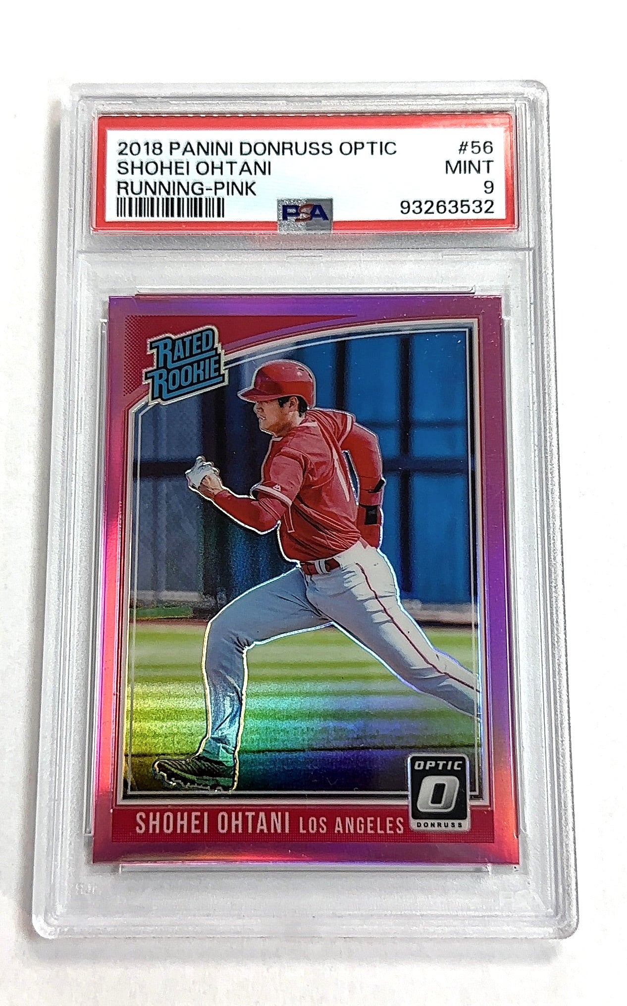 2018 Panini Donruss Optic Shohei Ohtani [Running Pink] #56 RC PSA 9 — front