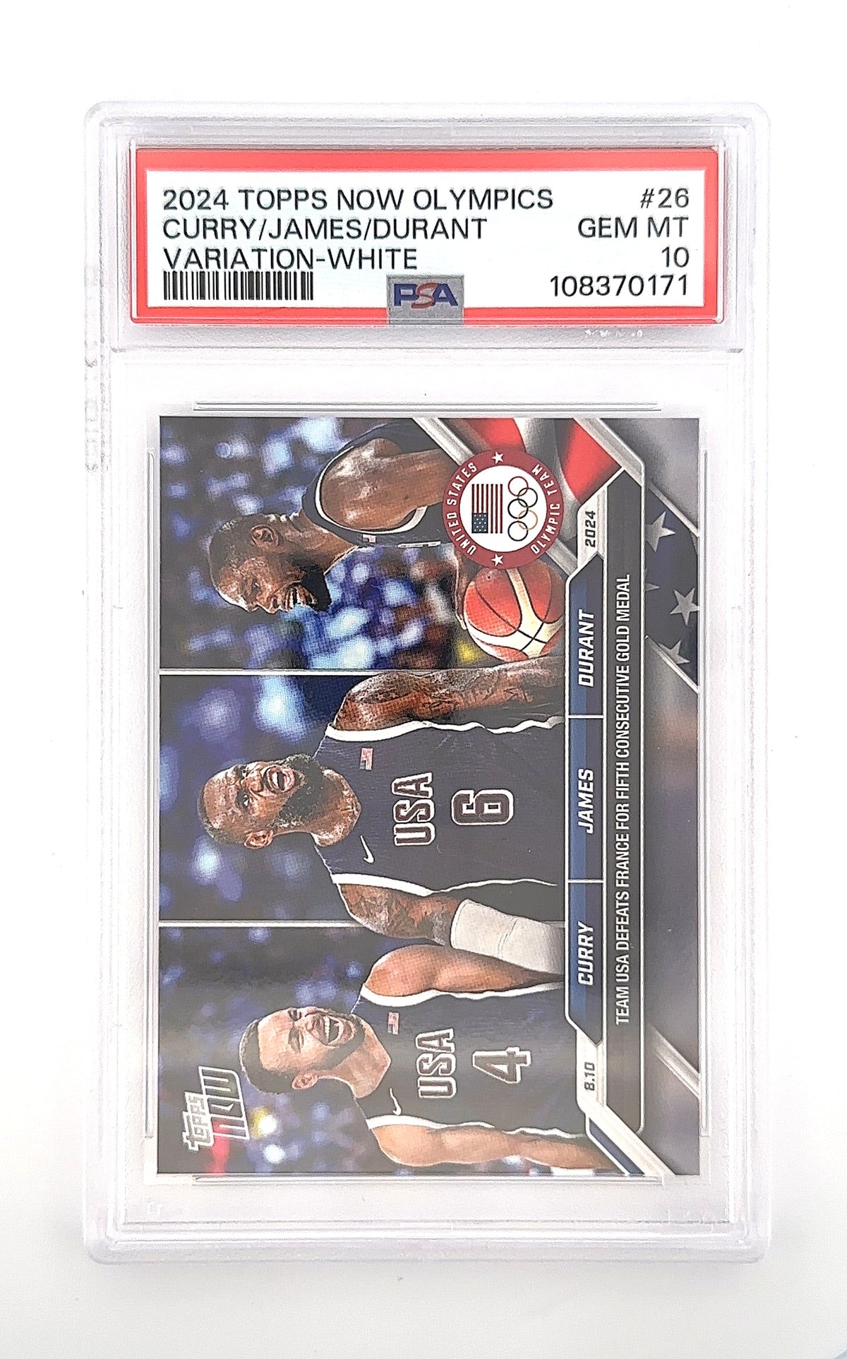 2024 Topps Now Curry James Durant Team USA [White] #26 PSA 10 — front