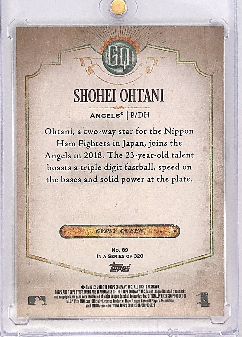 2018 Topps Gypsy Queen Shohei Ohtani #89 — back