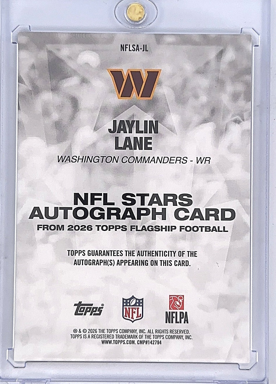 2026 Topps Flagship NFL Stars Autograph Jaylin Lane [1/1] #NFLSA-JL — back