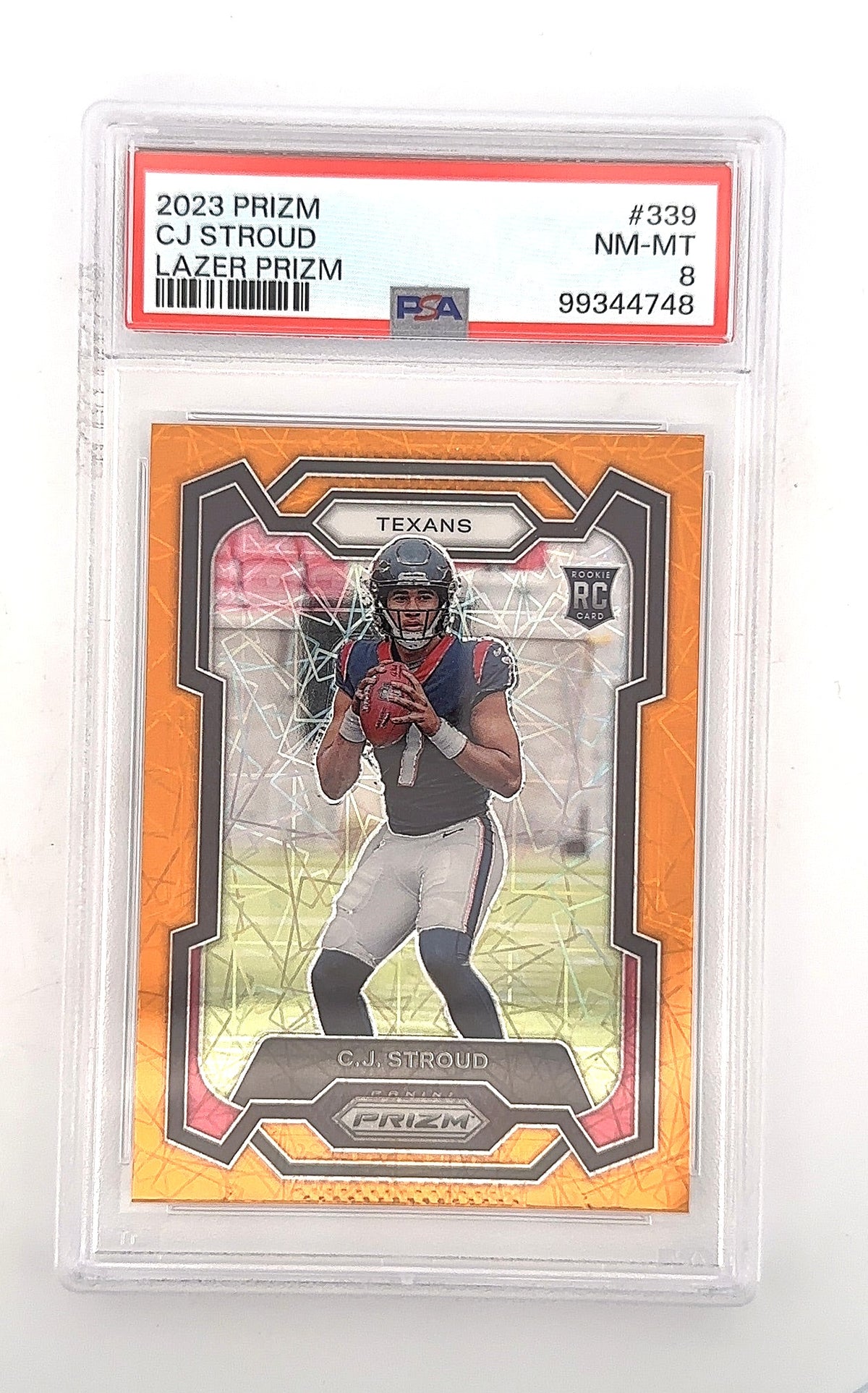 2023 Panini Prizm C. J. Stroud [Orange Lazer] #339 PSA 8 — front