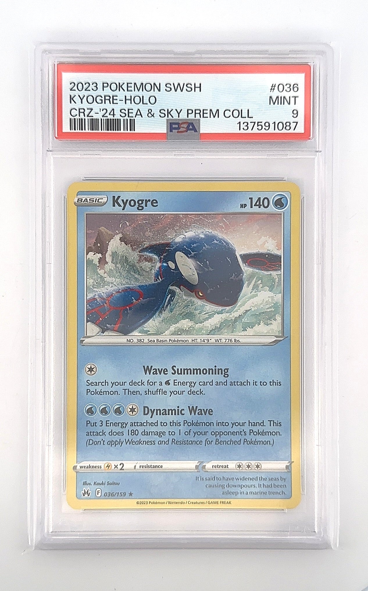 Kyogre - 036/159 (Pixel Holo) #036/159 PSA MINT 9 — front