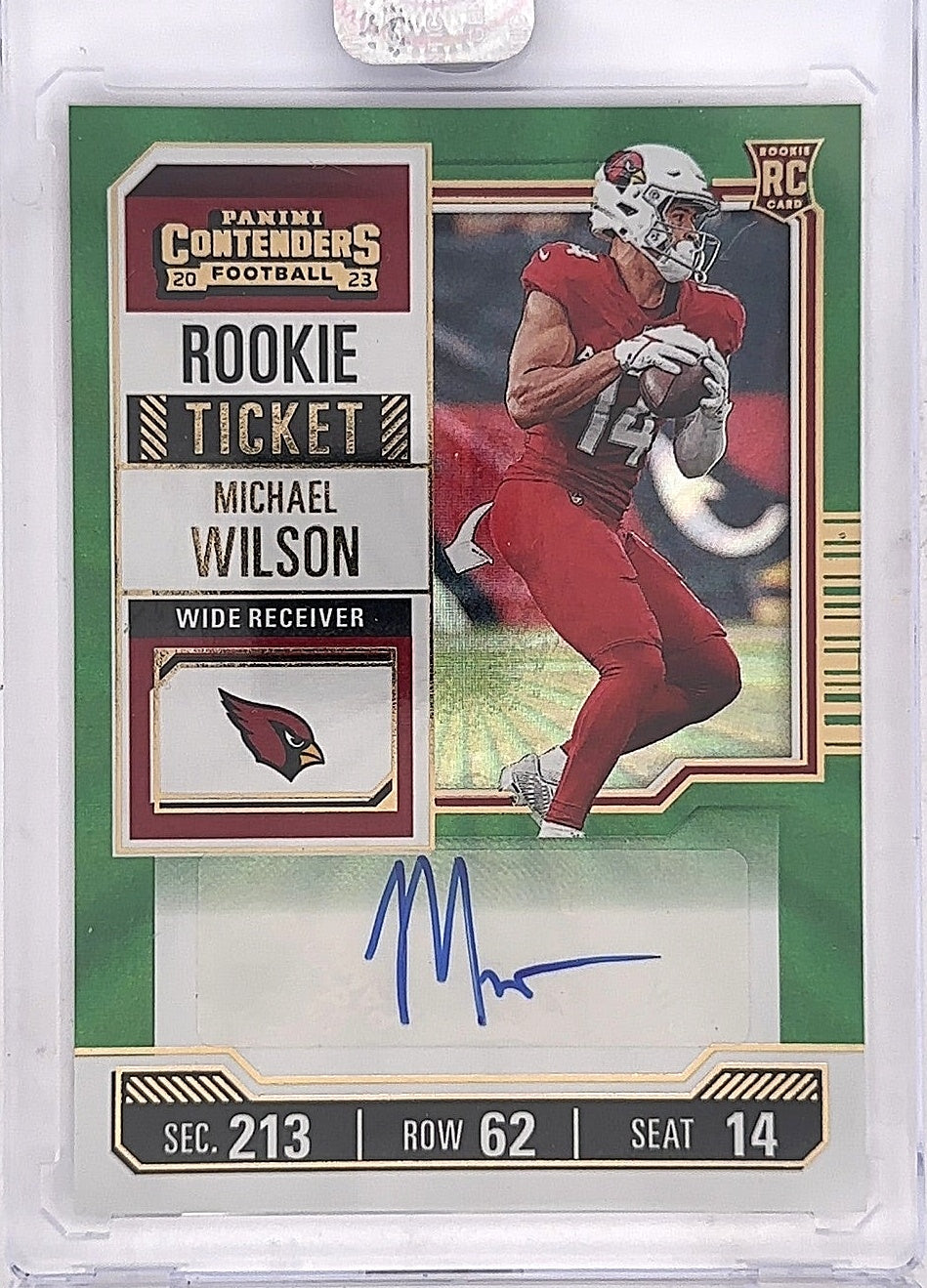 2023 Panini Contenders Optic Michael Wilson [Green Pulsar RPS Autograph] #126 — front